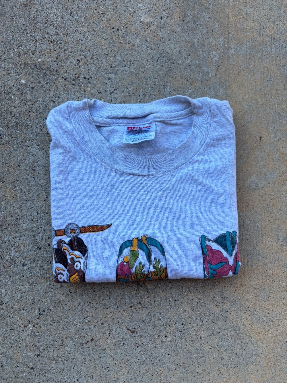 Vintage 90s Western Cowboy Boots Tee Single Stitch Made in USA